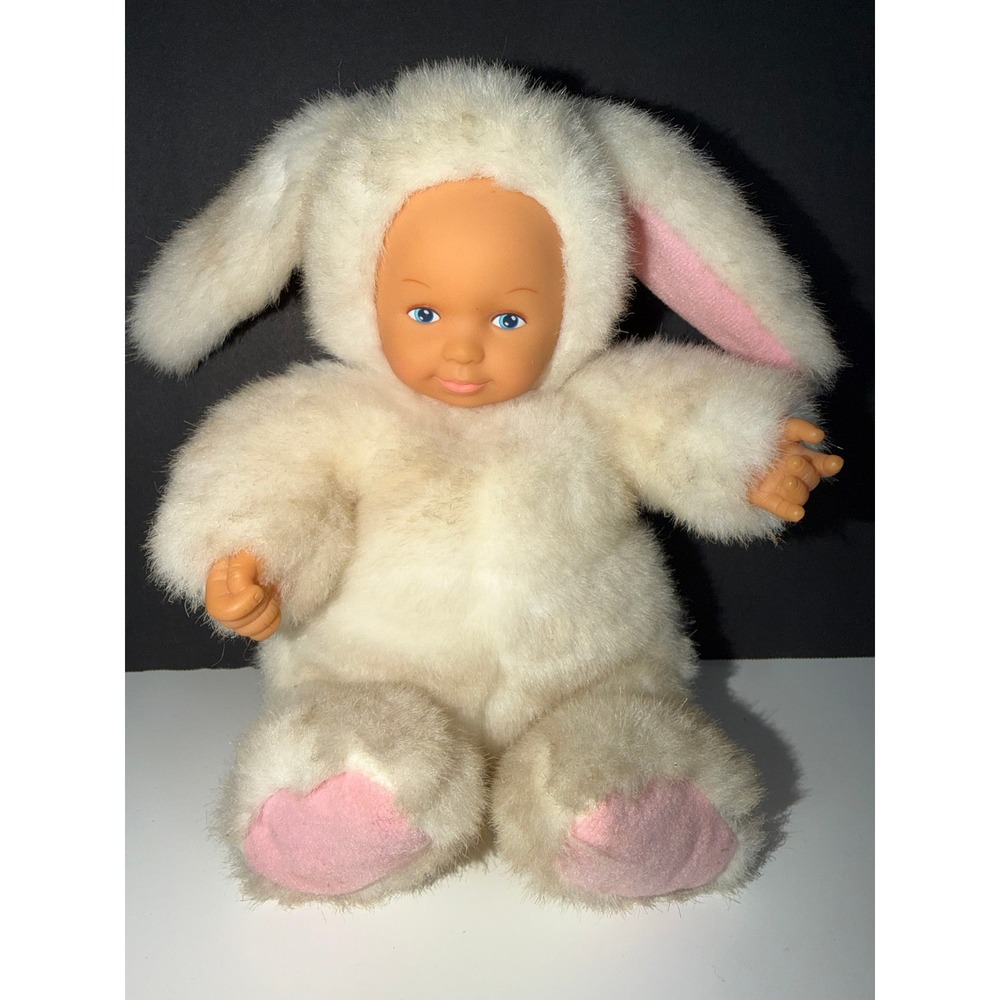 VTG‎ Anne Geddes Baby Bunny Plush Doll 9" White Easter Cuddly Toy